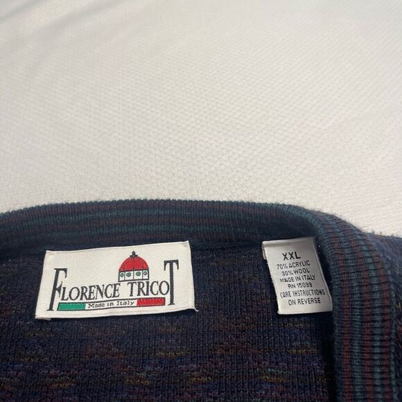 Florence Tricot Italy Navy Blue Wool Blend Cardigan Sweater Size XXL - Picture 2 of 6